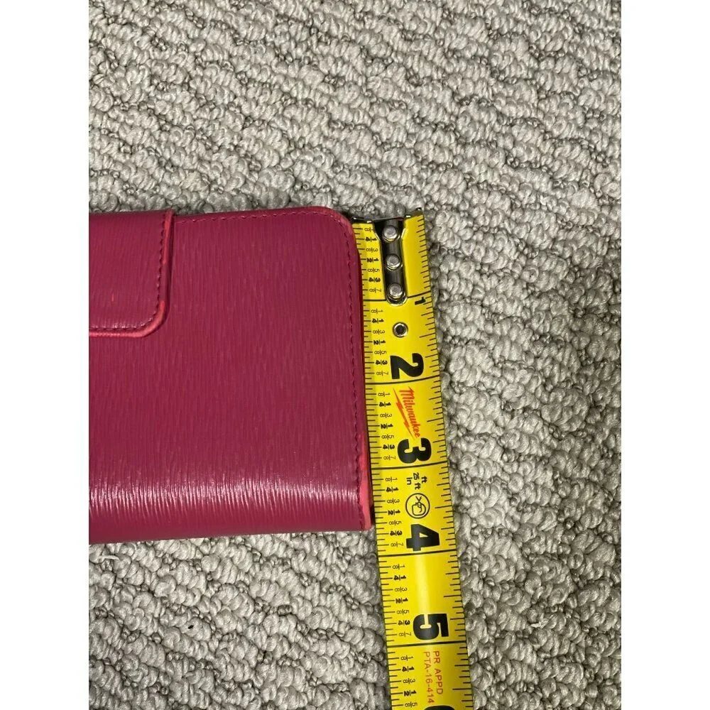 Prada Red Epi Leather Compact Wallet With Gold-Tone Zip & Snap Closure